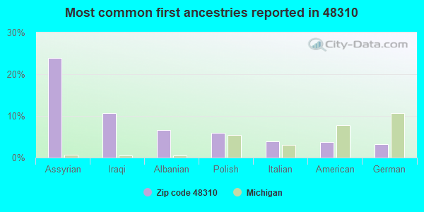 Most common first ancestries reported in 48310