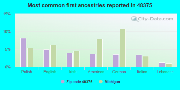 Most common first ancestries reported in 48375