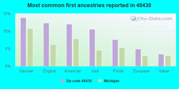 Most common first ancestries reported in 48430