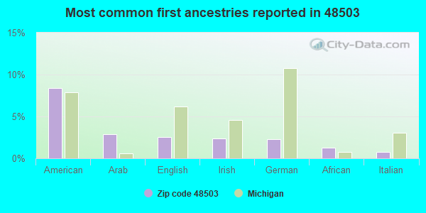 Most common first ancestries reported in 48503