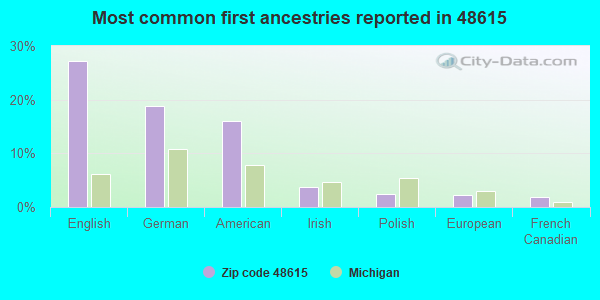 Most common first ancestries reported in 48615