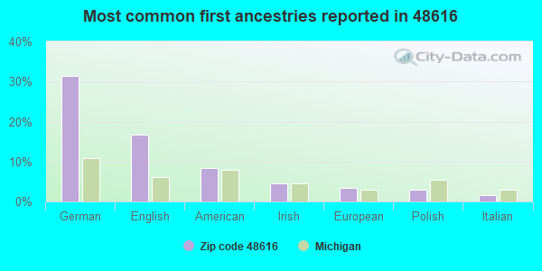 Most common first ancestries reported in 48616