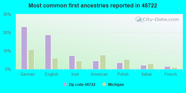 Most common first ancestries reported in 48722