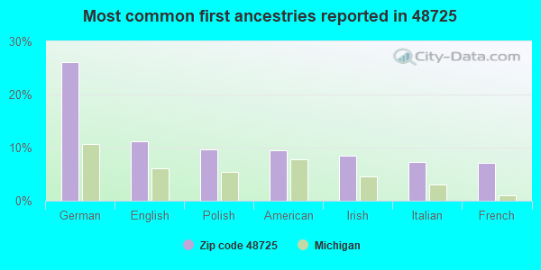 Most common first ancestries reported in 48725