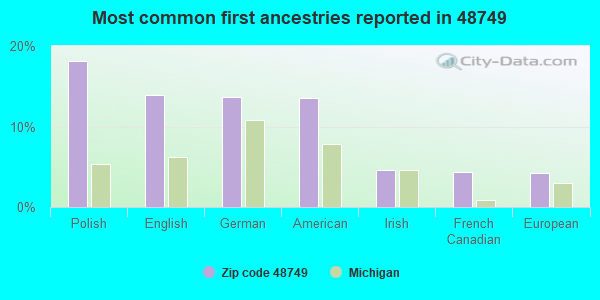 Most common first ancestries reported in 48749