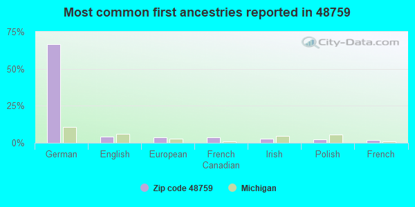 Most common first ancestries reported in 48759