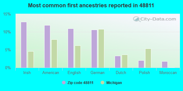 Most common first ancestries reported in 48811