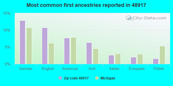 Most common first ancestries reported in 48917