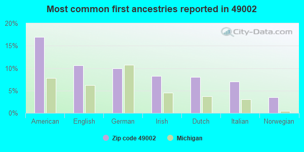Most common first ancestries reported in 49002