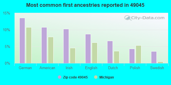 Most common first ancestries reported in 49045