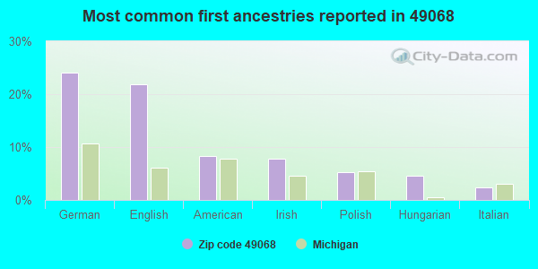 Most common first ancestries reported in 49068