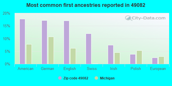 Most common first ancestries reported in 49082