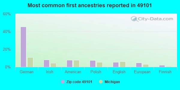 Most common first ancestries reported in 49101