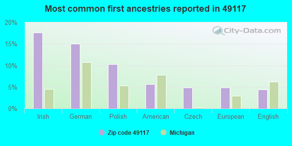 Most common first ancestries reported in 49117