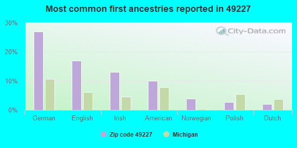 Most common first ancestries reported in 49227