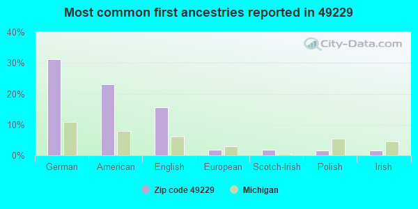 Most common first ancestries reported in 49229