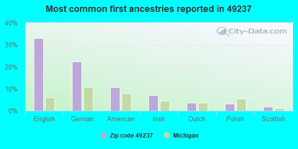 Most common first ancestries reported in 49237