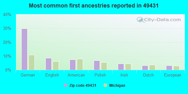 Most common first ancestries reported in 49431