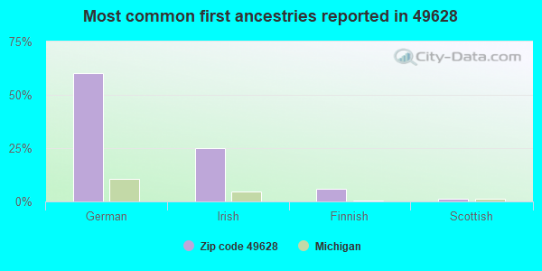Most common first ancestries reported in 49628