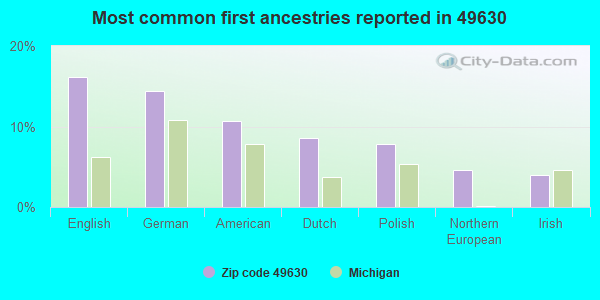 Most common first ancestries reported in 49630