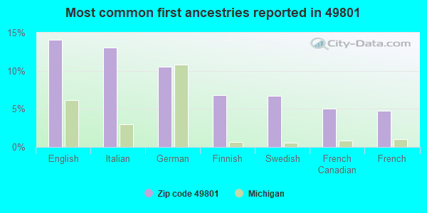 Most common first ancestries reported in 49801
