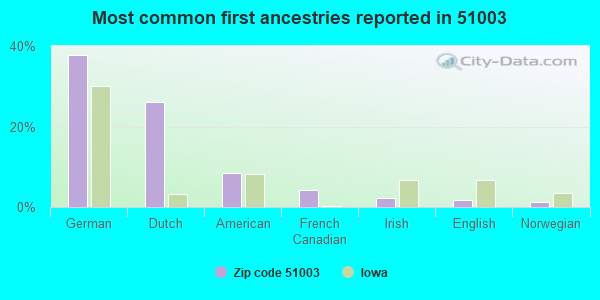 Most common first ancestries reported in 51003