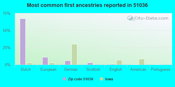 Most common first ancestries reported in 51036