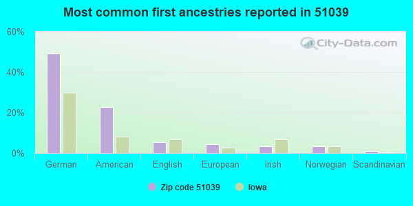 Most common first ancestries reported in 51039