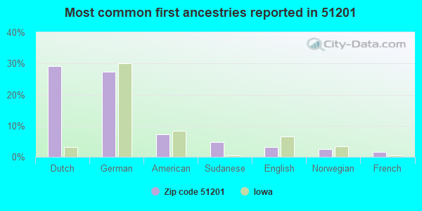 Most common first ancestries reported in 51201