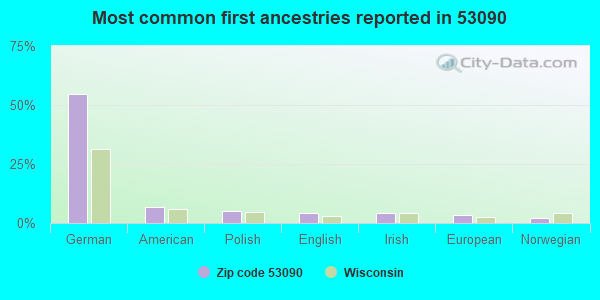 Most common first ancestries reported in 53090