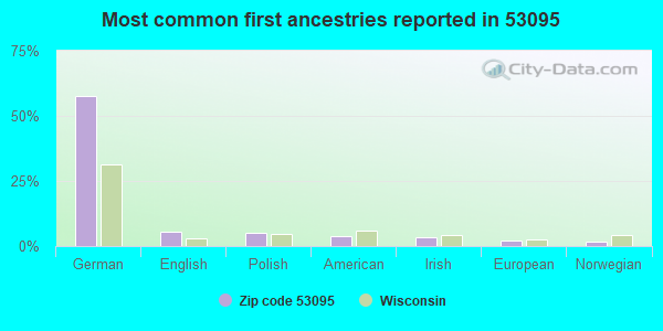 Most common first ancestries reported in 53095