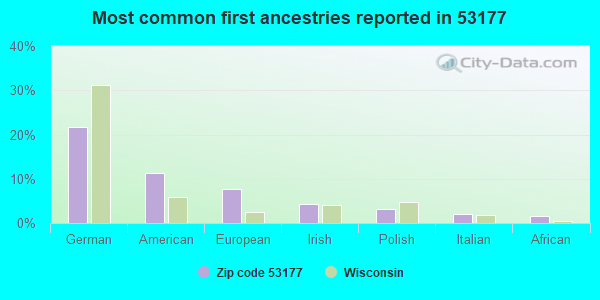 Most common first ancestries reported in 53177