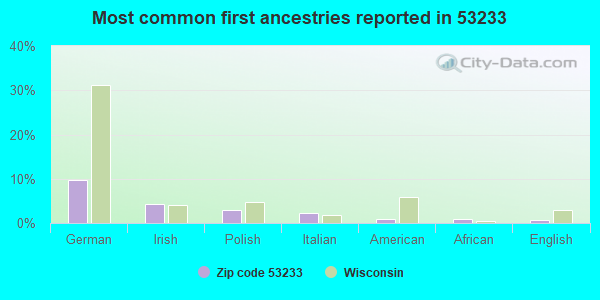 Most common first ancestries reported in 53233