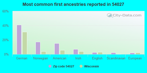 Most common first ancestries reported in 54027