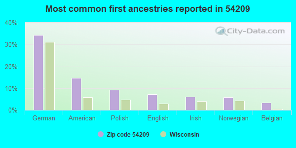 Most common first ancestries reported in 54209