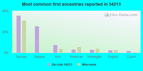 Most common first ancestries reported in 54213