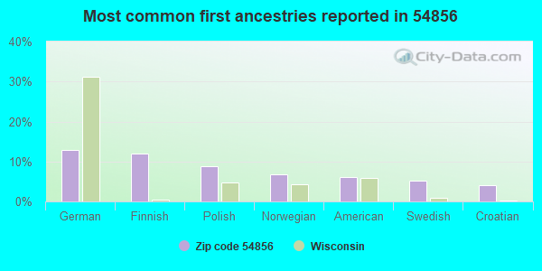 Most common first ancestries reported in 54856