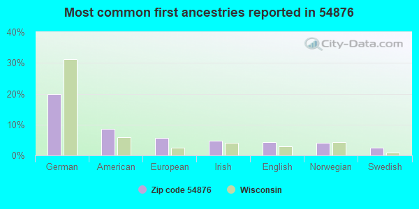 Most common first ancestries reported in 54876