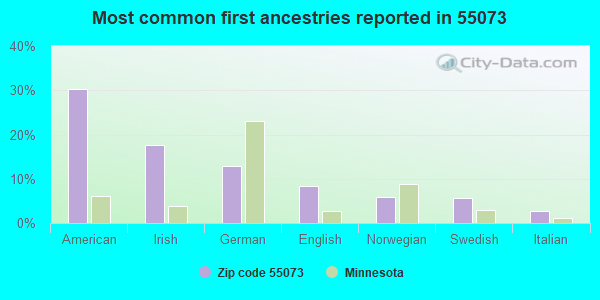 Most common first ancestries reported in 55073