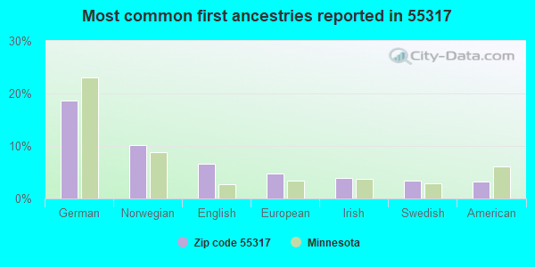 Most common first ancestries reported in 55317