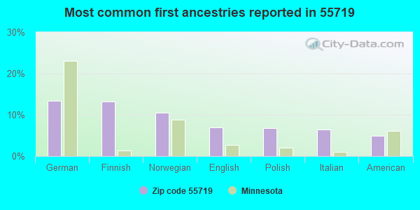 Most common first ancestries reported in 55719