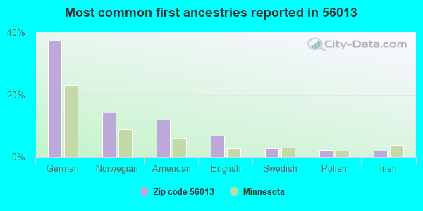 Most common first ancestries reported in 56013