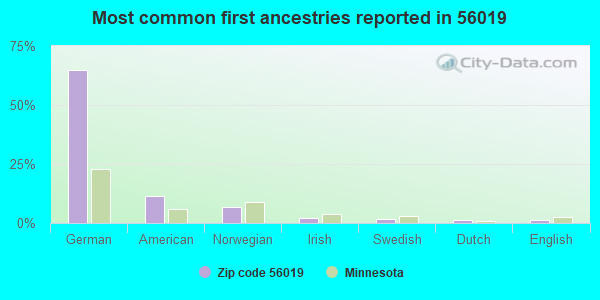 Most common first ancestries reported in 56019