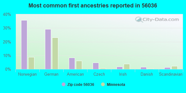 Most common first ancestries reported in 56036