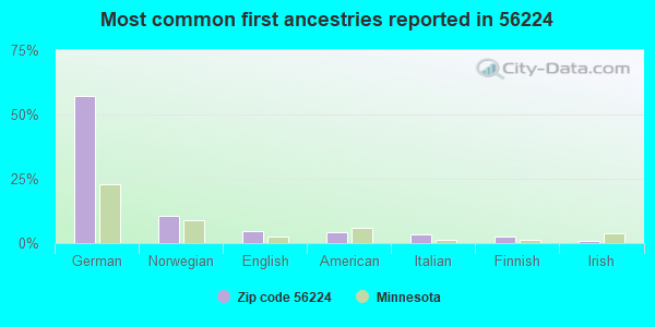 Most common first ancestries reported in 56224