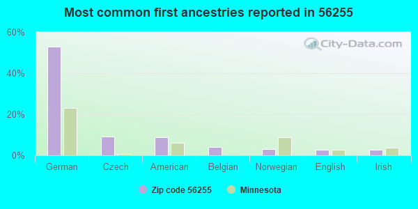 Most common first ancestries reported in 56255