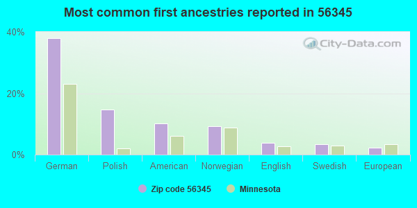 Most common first ancestries reported in 56345