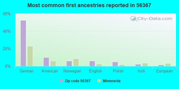 Most common first ancestries reported in 56367