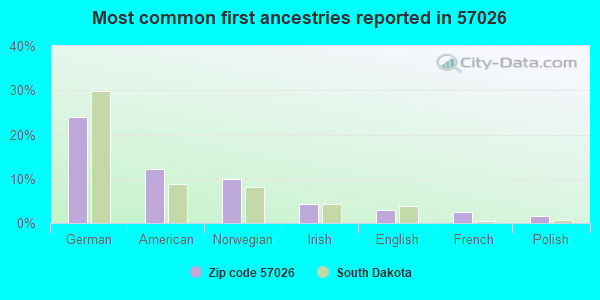 Most common first ancestries reported in 57026