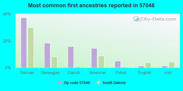 Most common first ancestries reported in 57046